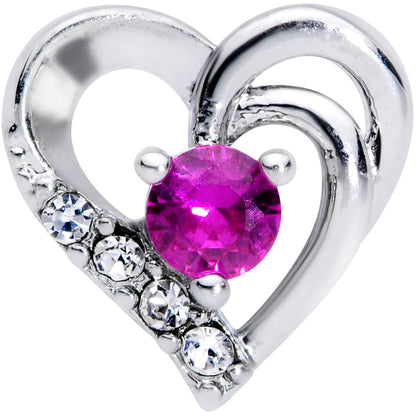 16G 1/4 Clear Pink Gem Swirling Heart Valentine Cartilage Tragus