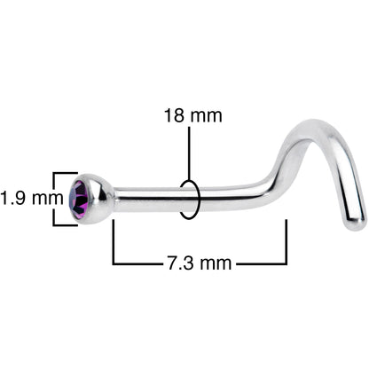 18G Hot Pink 2mm Grade 23 Titanium Press Fit Left Nose Ring Screw