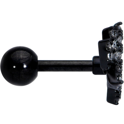 16G 1/4 Clear CZ Gem Black Lotus Flower Cartilage Tragus