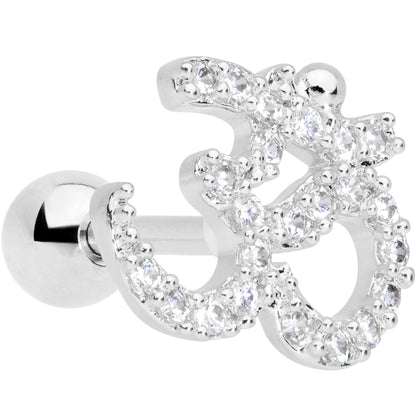 16G 1/4 Clear CZ Gem Amazing Om Cartilage Tragus