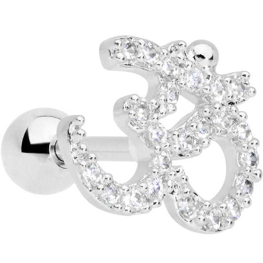 16G 1/4 Clear CZ Gem Amazing Om Cartilage Tragus