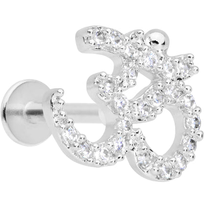 16G 5/16 Clear CZ Gem Amazing Om Labret Monroe Tragus