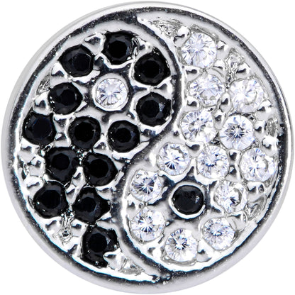 18G 3/8 Clear Black CZ Gem Yin Yang Nose Hoop