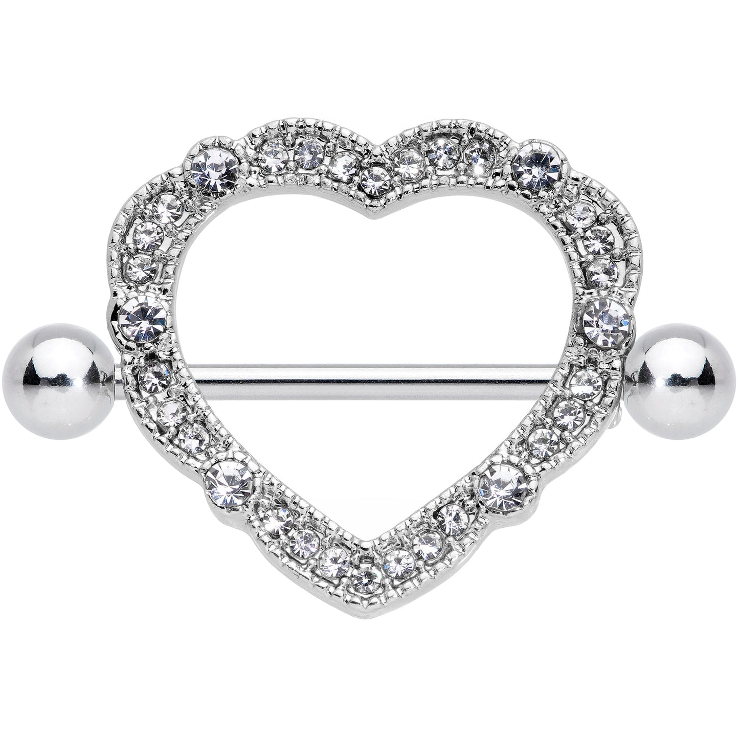 14G 9/16 Clear Gem Love Hearts Nipple Shield Set
