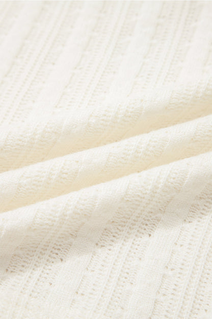 Solid Textured V-Neck Henley Raw-Seam Tee