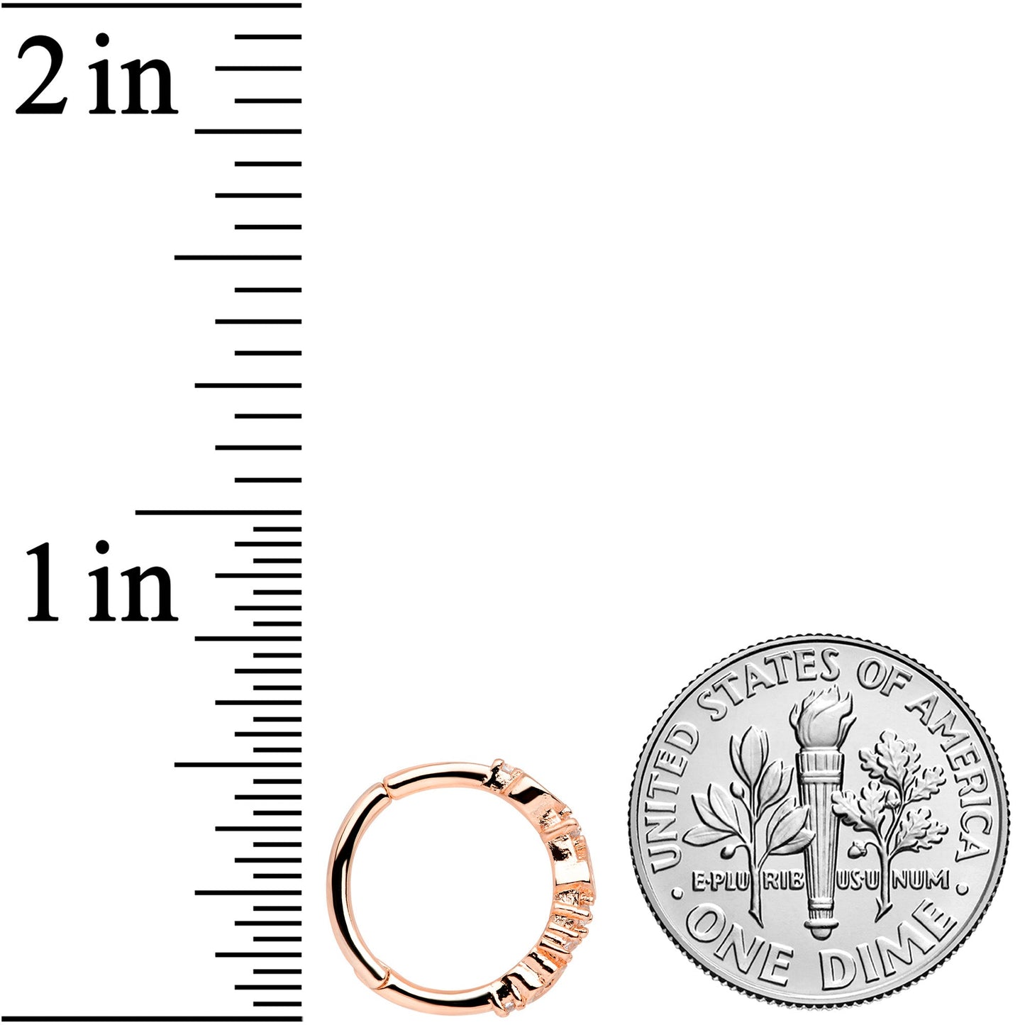 16G 3/8 Clear CZ Gem Rose Gold Tone Tears Hearts Hinged Segment Ring