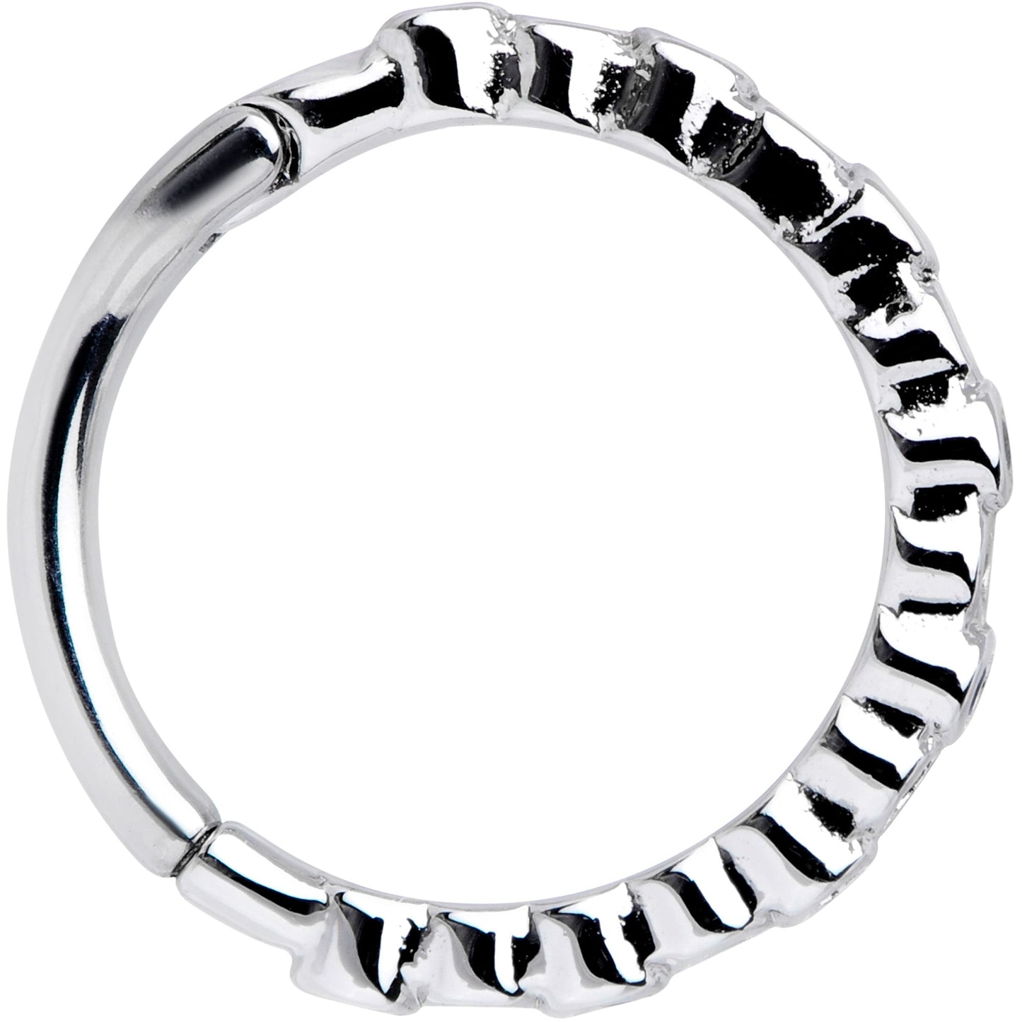 16G 3/8 Clear Blue CZ Gem Classic Circles Hinged Segment Ring