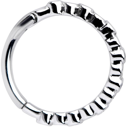 16G 3/8 Clear Blue CZ Gem Classic Circles Hinged Segment Ring