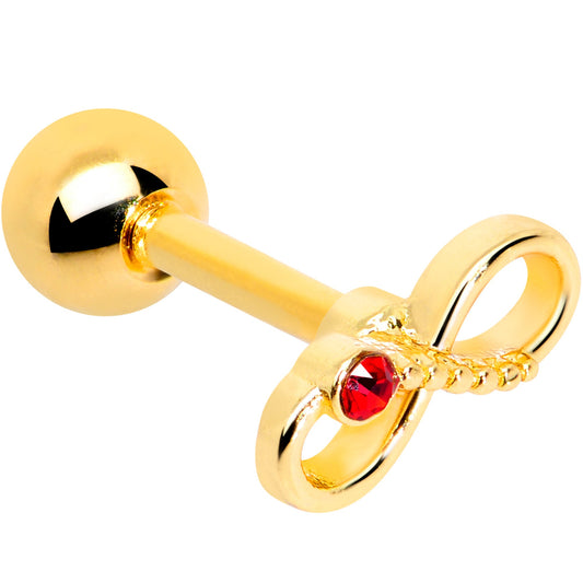 16G 1/4 Red Gem Gold Tone Inifity Love Cartilage Tragus