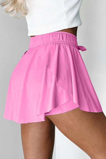 Drawstring Elastic Waistband Lined Tennis Skorts