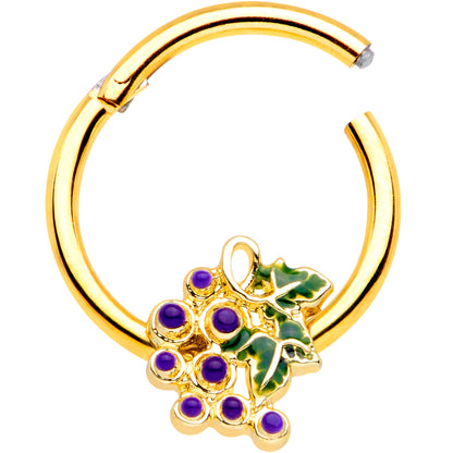 16G 3/8 Gold Tone Yummy Grapes Septum Ring
