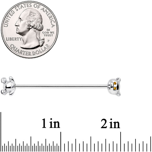 14G Yellow Gem Teddy Bear Industrial Barbell 38mm