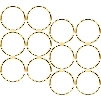 22G 5/16 Gold Tone Anodized Seamless Circular Ring Set of 12