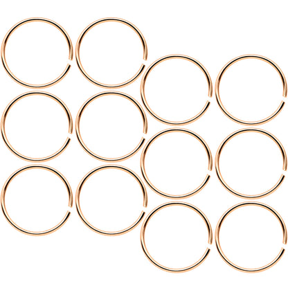 22G 5/16 Rose Gold Tone Anodized Seamless Circular Ring Set of 12