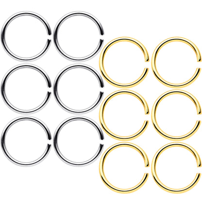 18G 5/16 Steel Gold Tone Anodized Seamless Circular Ring Set of 12