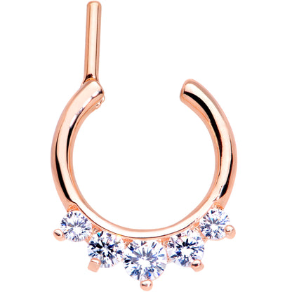 16G 1/4 Clear Gem Rose Gold IP Luxe Cartilage Clicker
