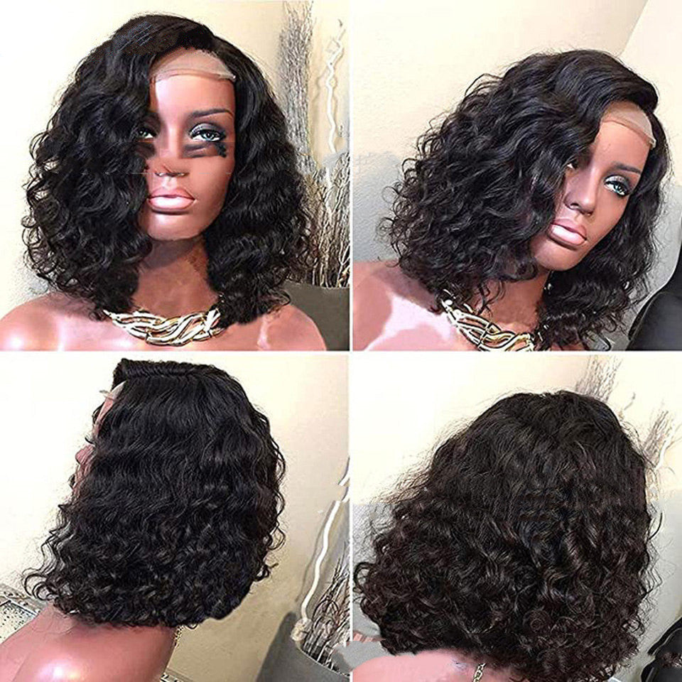 European American Front Lace Wig Black African Small Curly