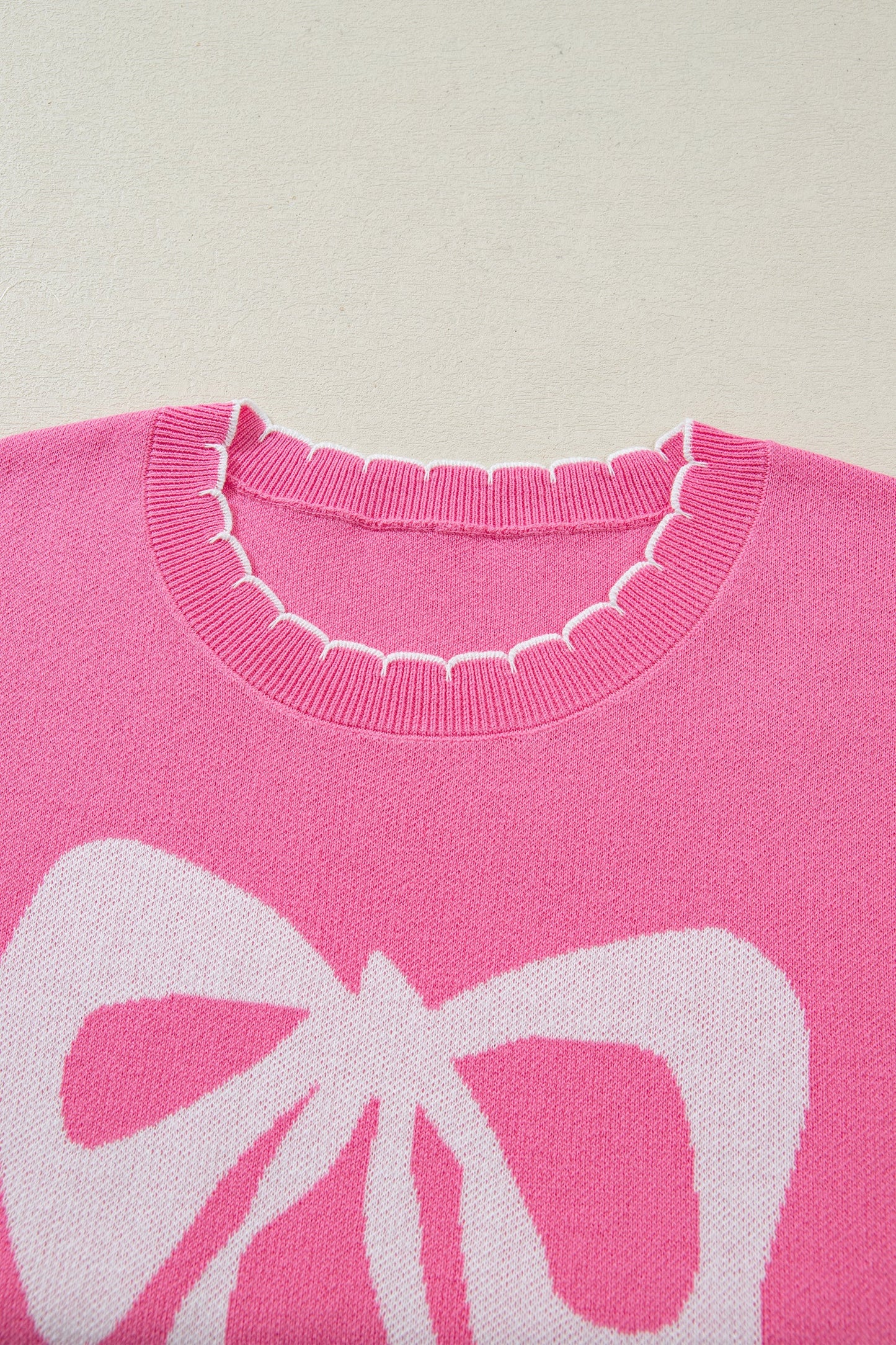 Big Ribbon Bow Contrast Stitch Sweater