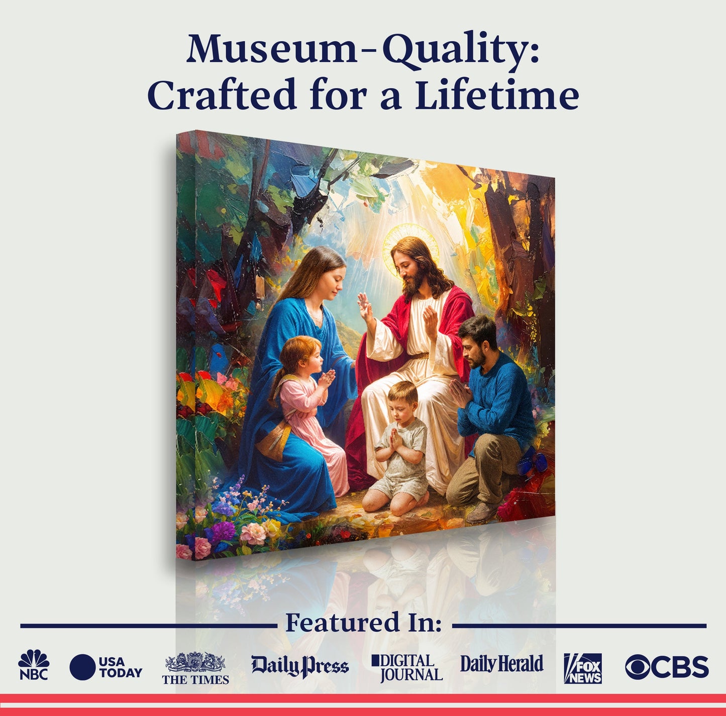 Jesus Praying With Family Faith Wall Art