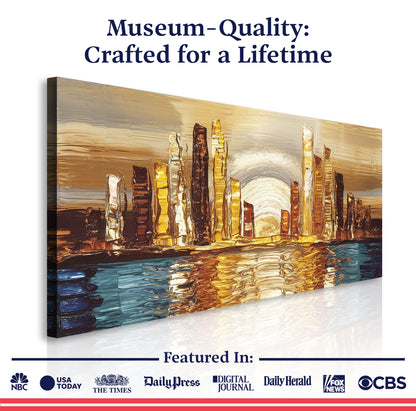 Golden Metropolis Abstract Impasto Wall Art