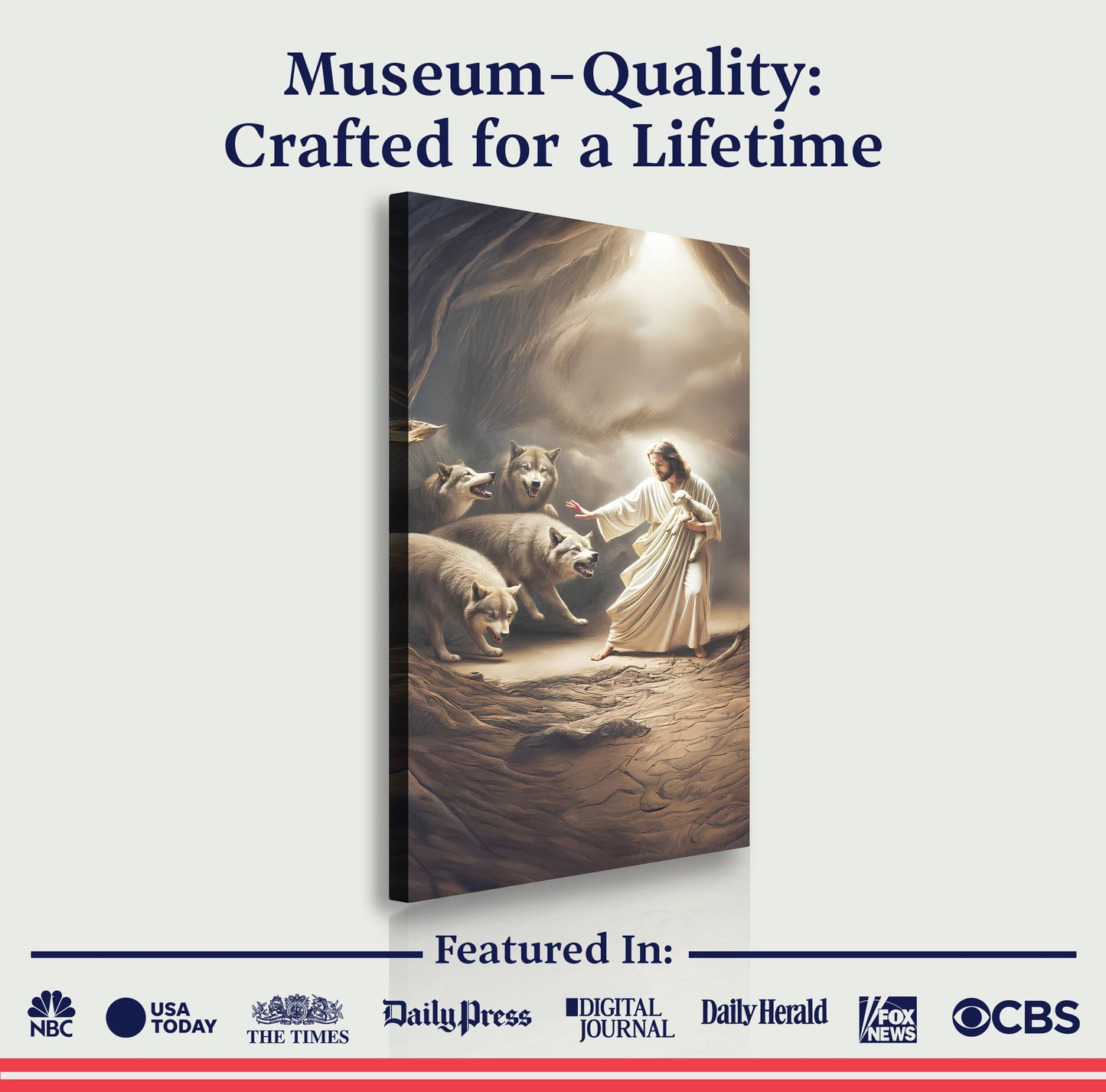 Jesus Protects The Lamb From Wolves Faith Wall Art VII