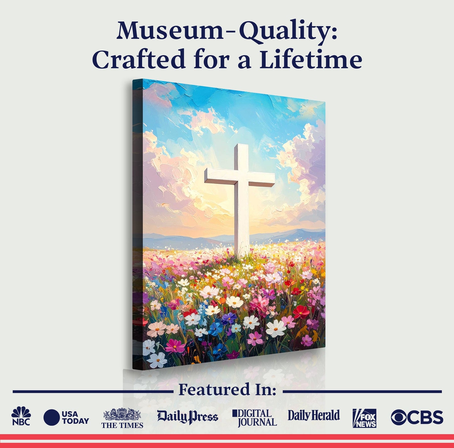 Cross Floral Field Faith Wall Art