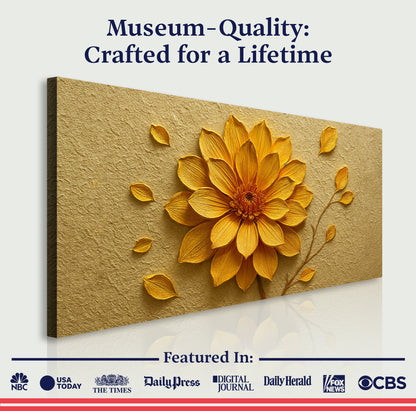 Golden Dandelion Minimalist Abstract Wall Art IV