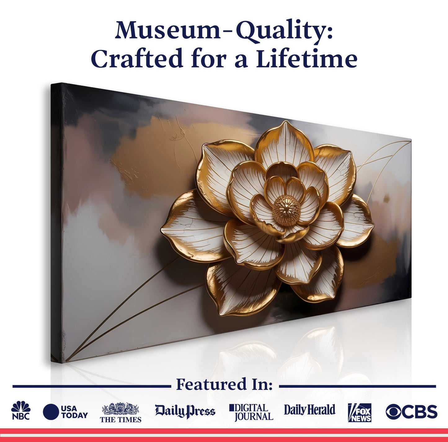 Golden Lotus Minimalist Abstract Wall Art