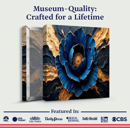 Sapphire Bloom Impasto Wall Art