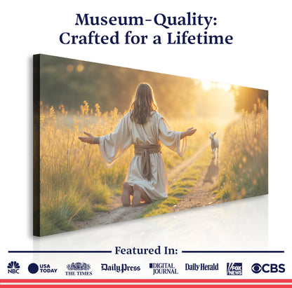 Jesus Protects The Lamb From Wolves Faith Wall Art IX