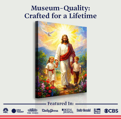 Jesus Walking With Kids Faith Wall Art