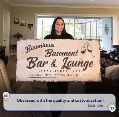 Personalized Basement Bar Sign: Custom Bar Signs for Home Bar – Perfect Man Cave Wall Decor