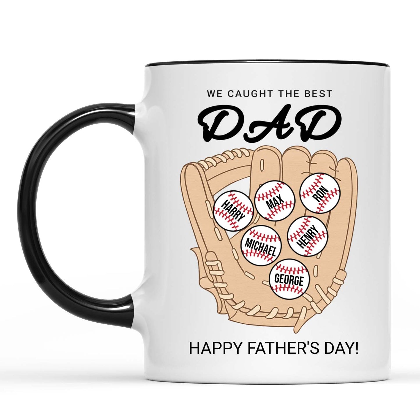 We Caught The Best Dad | Personalized Custom Baseball Dad Mug With Kid's Name | Gift For Dad, Husband | Father's Day Gift 682234