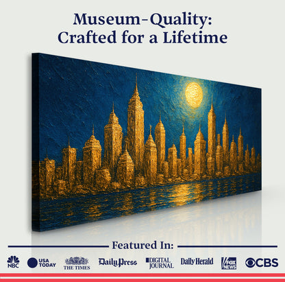 Golden Metropolis Cityscape Impasto Wall Art