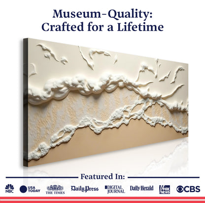 Beige Abstract Ocean Waves Wall Art