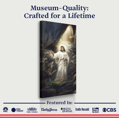 Jesus Protects The Lamb From Wolves Faith Wall Art XV