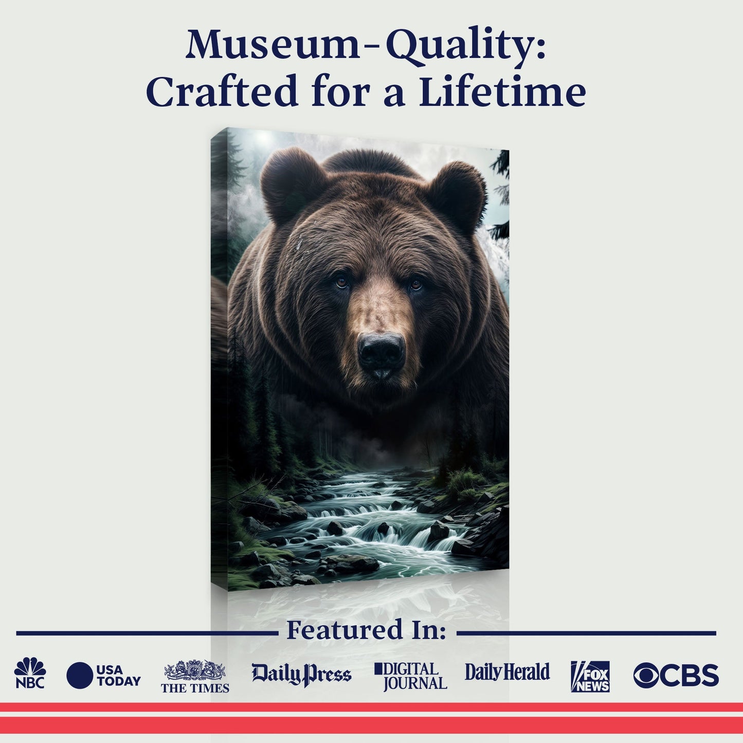 Grizzly Bear Double Exposure Wall Art