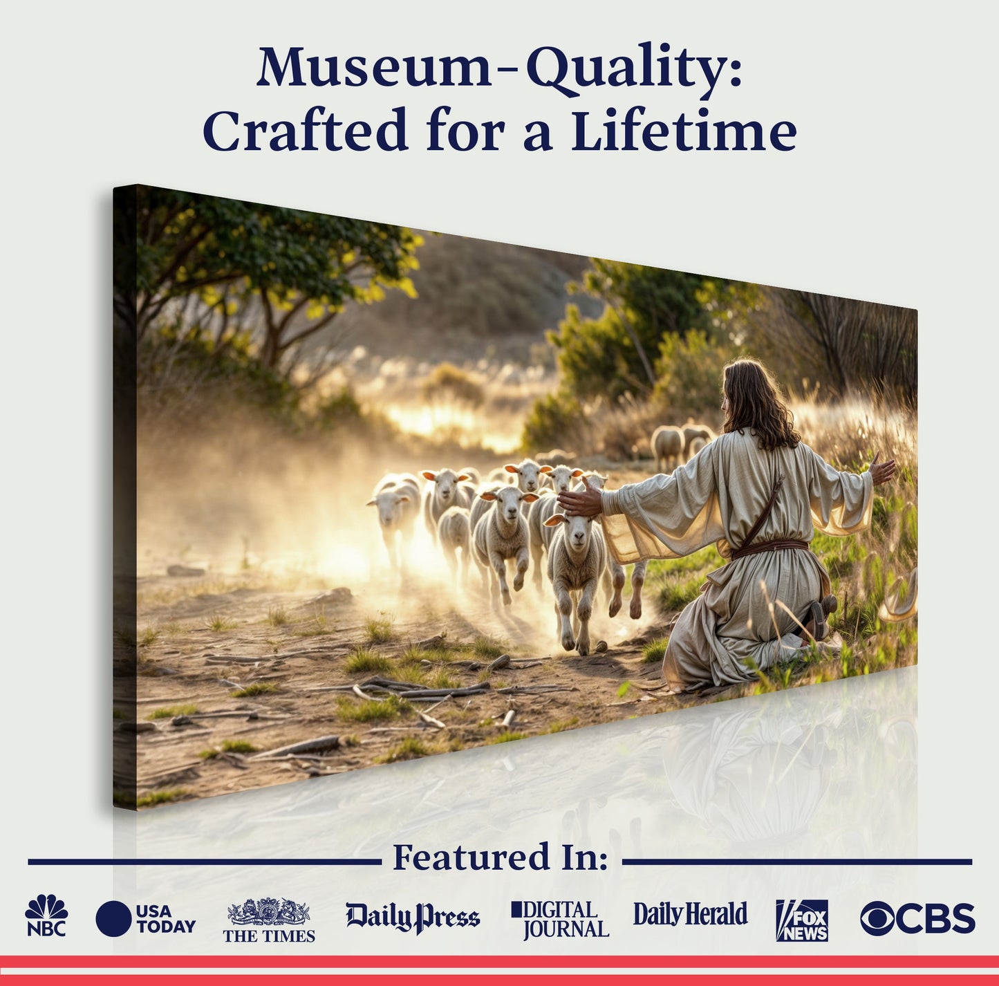 Jesus Protects The Lamb From Wolves Faith Wall Art VIII