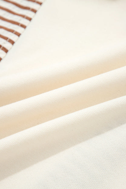 Plus Size Stripe Colorblock Patchwork Half-Button Blouse