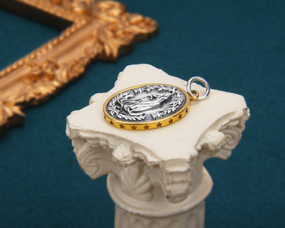 S925 Lady Portrait Cross Pendant