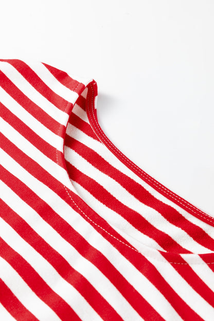 Striped Drop Shoulder Top with Lounge Pants Set