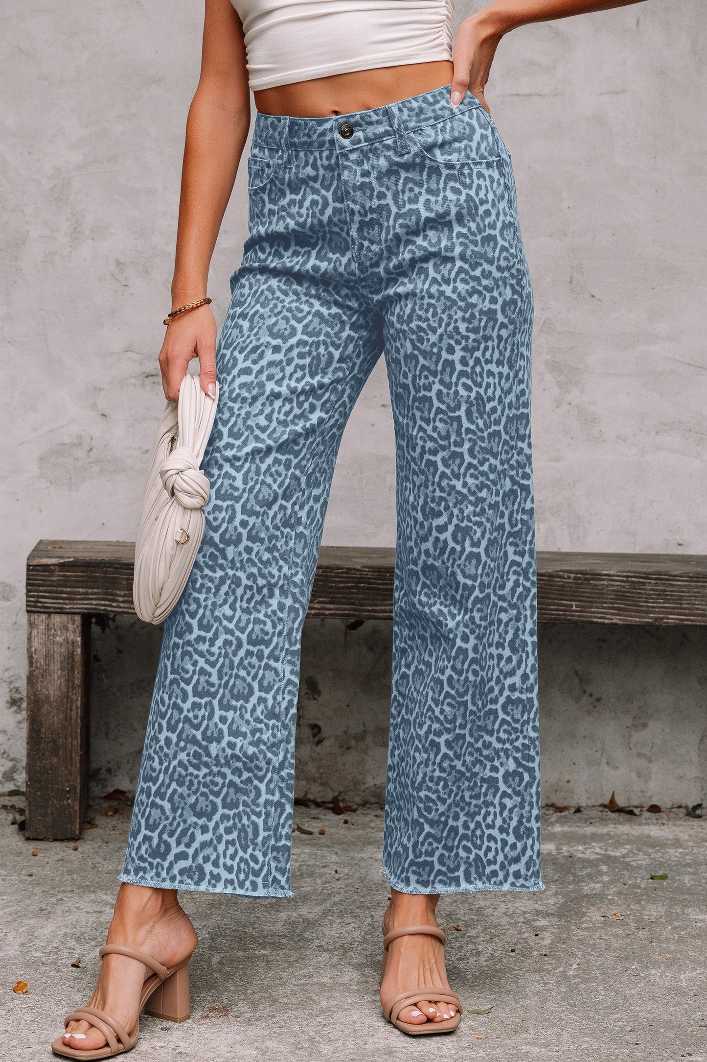 Frayed Edge Wide Leg High Waist Jeans