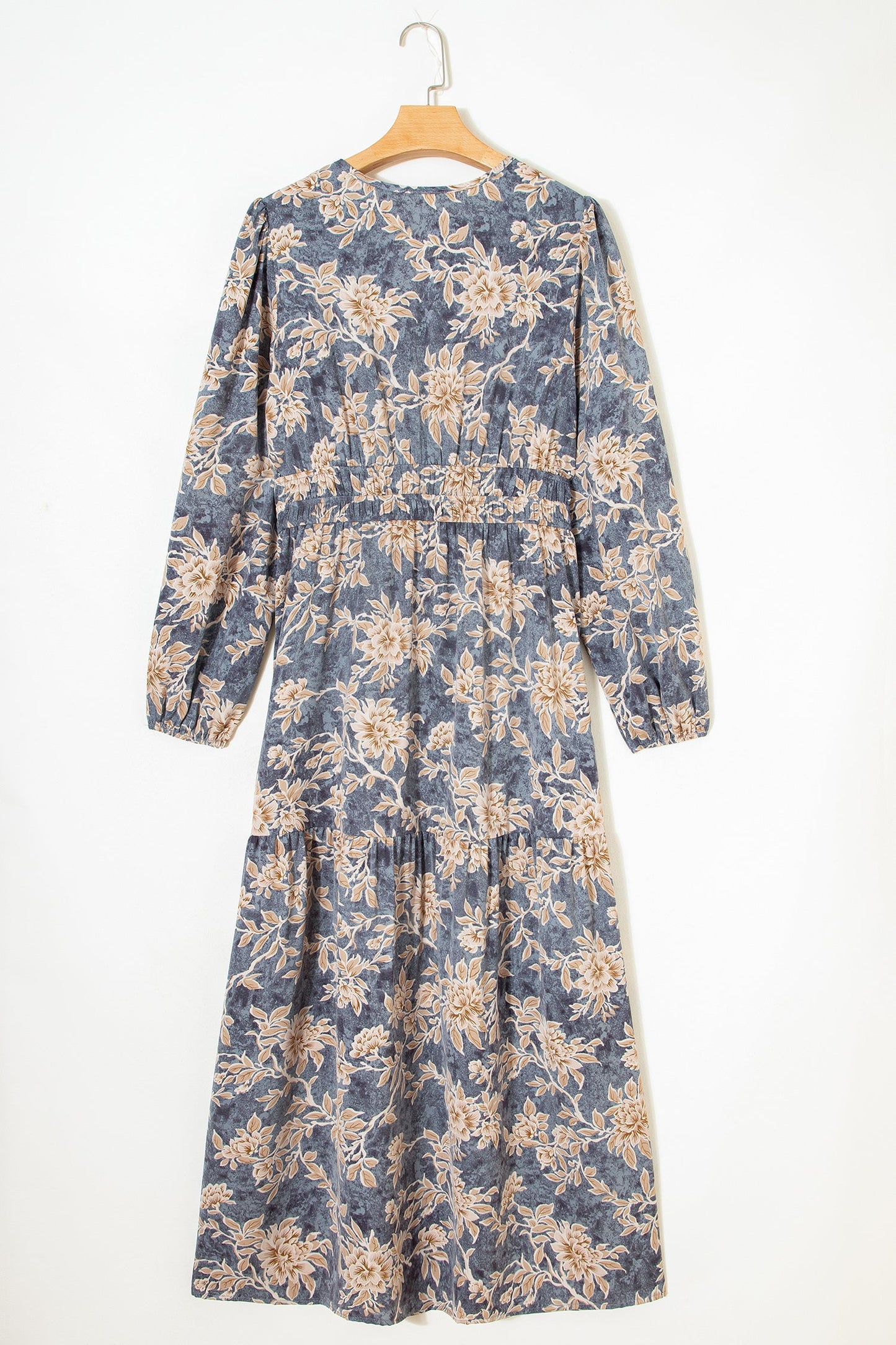 Floral Smock High Waist Long Sleeve Dress