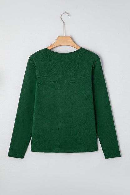Solid Asymmetric Seam Long Sleeve Top