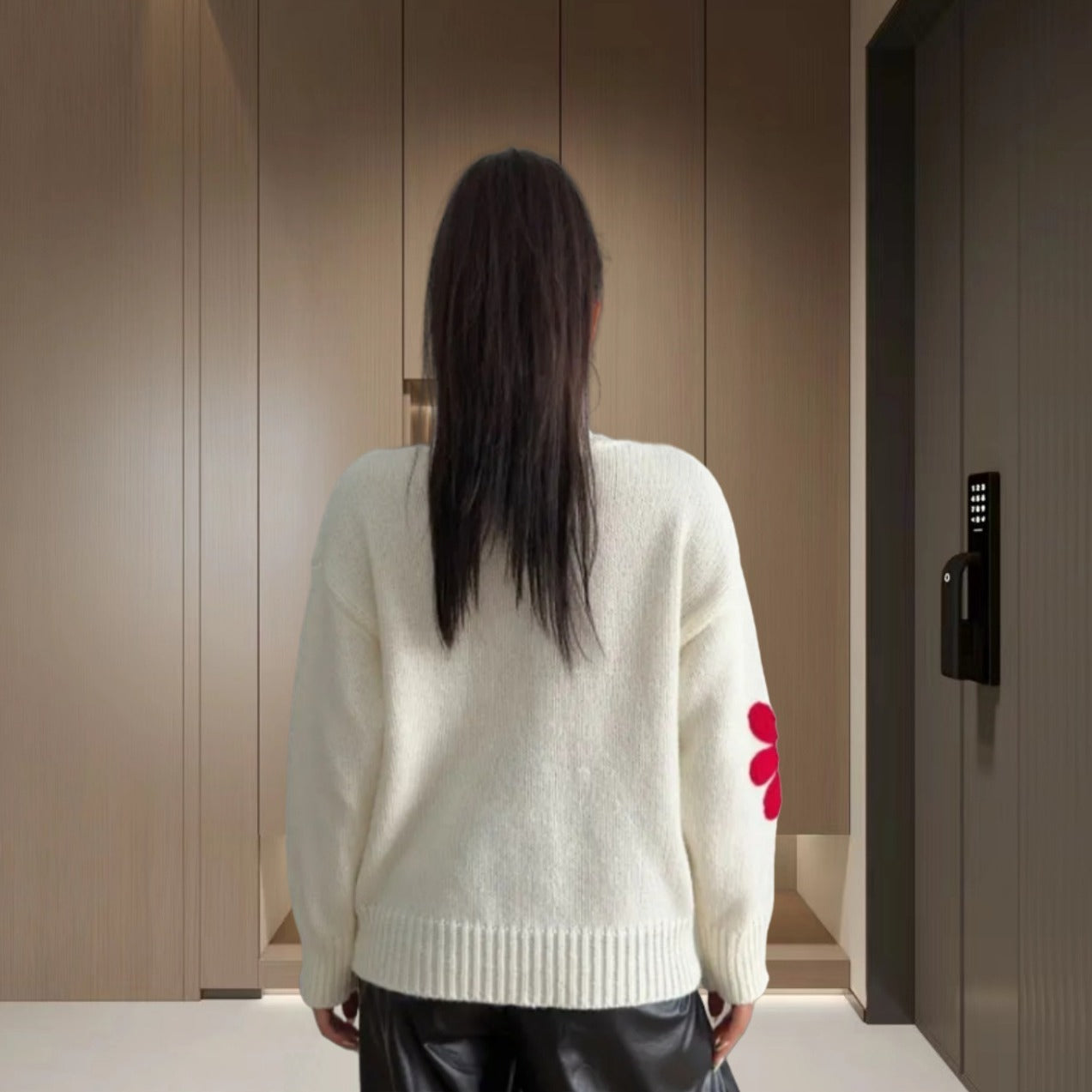 European And American Color Little Flower Thick Sweet Cute Sweater Coat