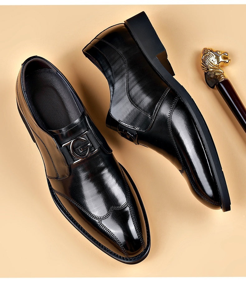 Men's Embroidered Leather Slip-ons