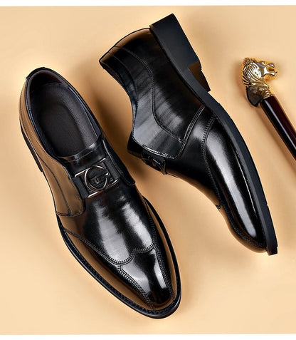 Men's Embroidered Leather Slip-ons