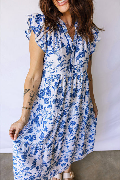 Floral Ruffled Tiered Midi Dress