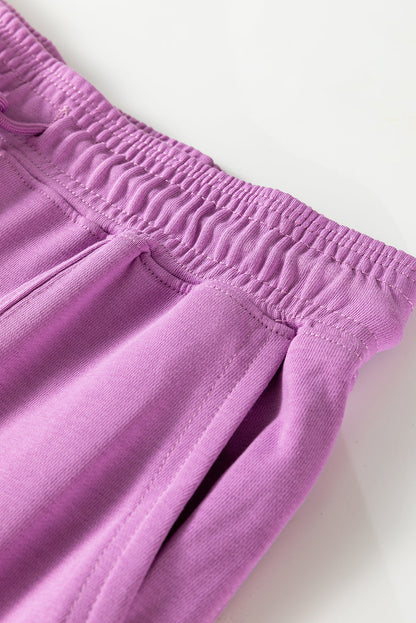 Solid Drawstring Elastic Waist Jogger Pants