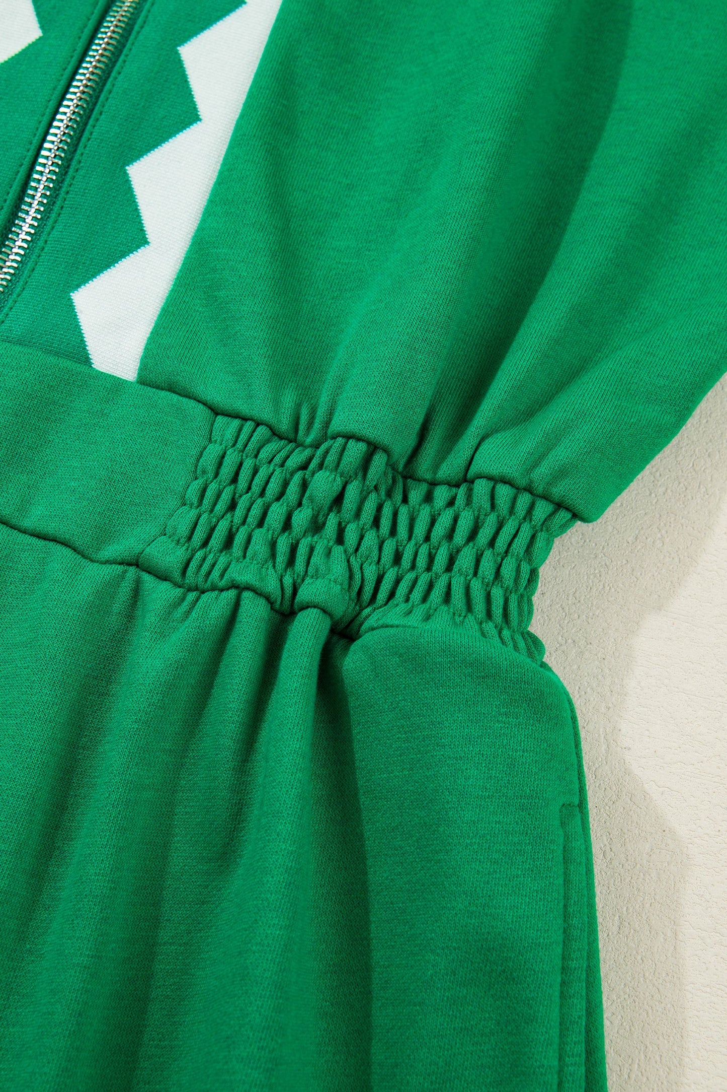 Contrast Patchwork Half-Zip Elastic Waist Dress